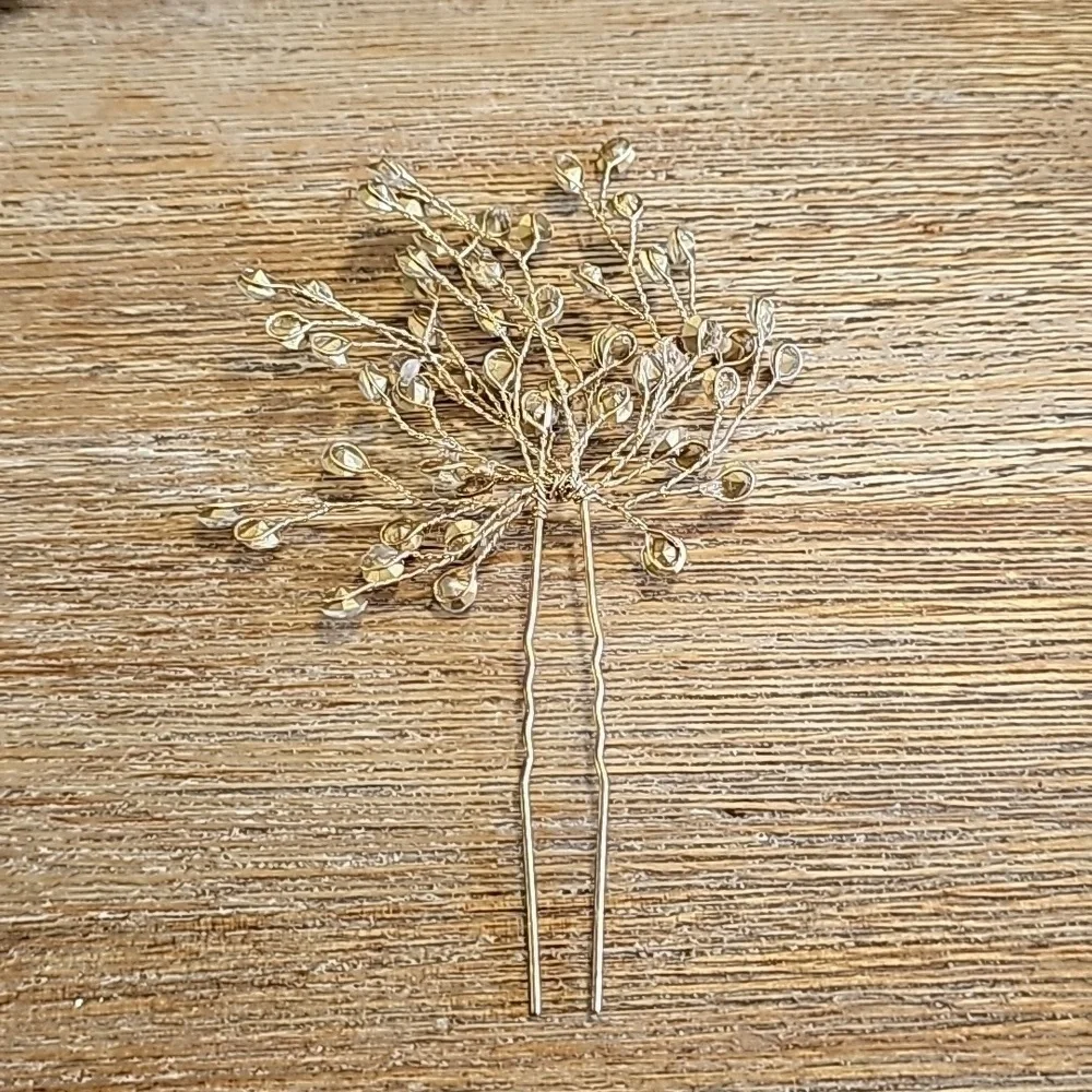 Bridal Crystal Tree Hair pin in gold tone